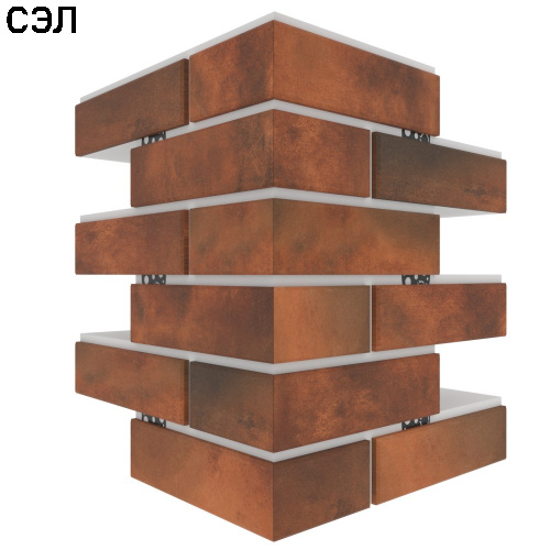 Угловая термопанель большая BestPoint Retro Brick Chili 456х365х365х100 мм