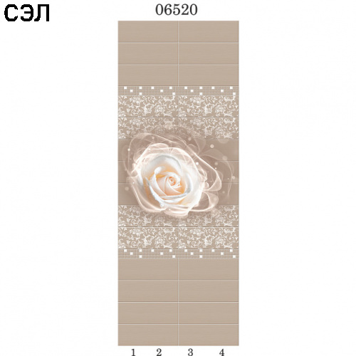 Стеновая панель ПВХ Panda 06520 Эдем Роза 2700х250х8 мм комплект 4 шт