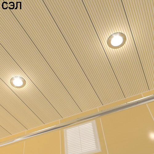 Потолок реечный Cesal 203 Золотая полоса Standart 150х3000х0,55 мм