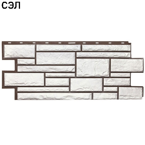 Фасадная панель T-Siding Дикий Камень Белый 1090х455 мм