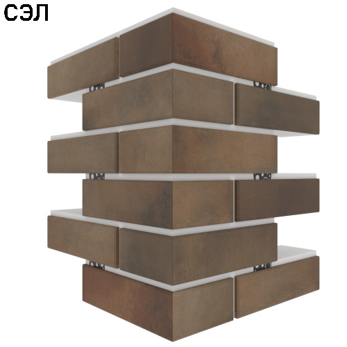 Угловая термопанель большая BestPoint Retro Brick Cardamon 456х365х365х80 мм