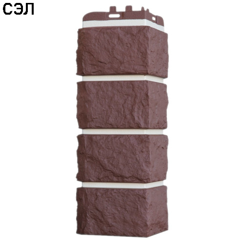 Угол наружный Grand Line Колотый камень Design Plus Каштан с белым швом 392х153х153 мм