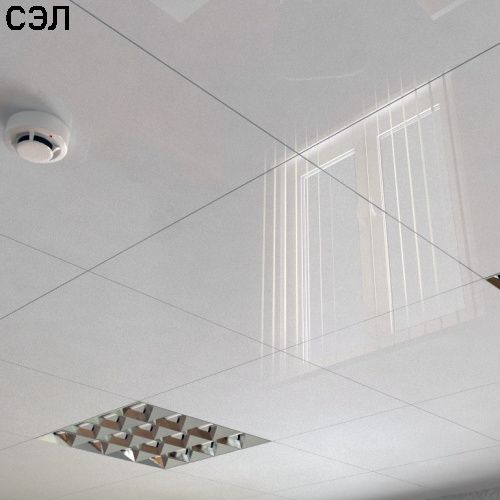 Потолок кассетный Cesal C01 Жемчужно-Белый Глянцевый 595x595х0,58 мм