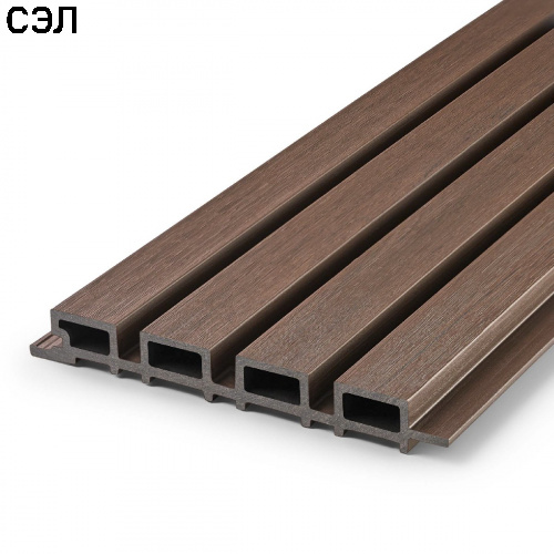 Фасадная доска из ДПК EasyDecking Ко-экструзия Рейка Каштан 4000х200х26 мм Фасадная доска из ДПК EasyDecking Ко-экструзия Рейка Каштан 4000х200х26 мм