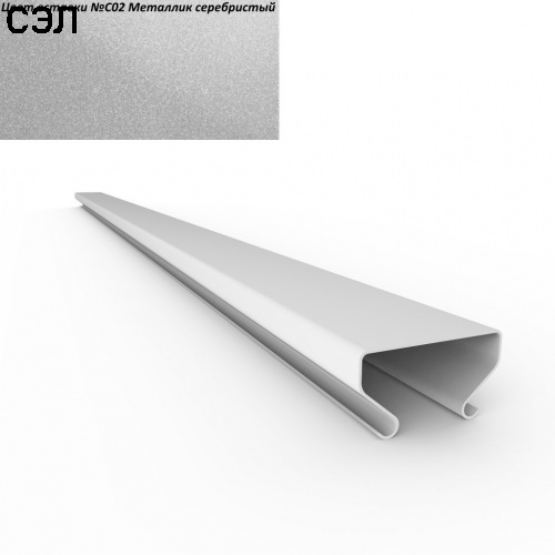 Вставка реечного потолка Cesal C02 Металлик серебристый 25х3000х0,4 мм