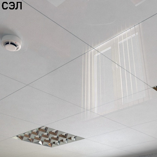 Потолок кассетный Cesal C01 Жемчужно-Белый Глянцевый 300x300х0,45 мм