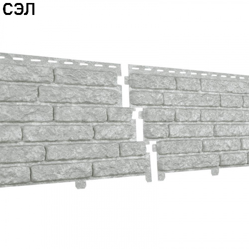 Фасадная панель Ю-Пласт Стоун-Хаус Кварцит Светло-серый 2000х250 мм
