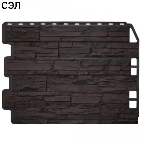Фасадная панель FineBer Дачный Скол 3D Тёмно-коричневый 795х595 мм