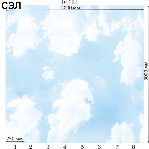 Потолочная панель ПВХ Panda 04124 Небо панно 3000х250х8 мм комплект 8 шт